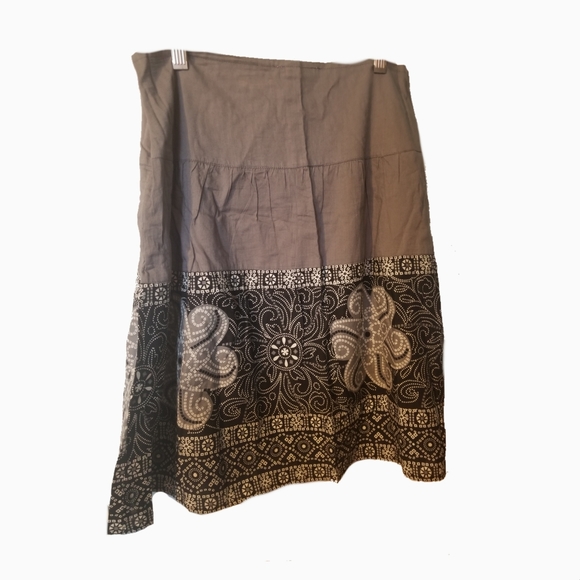 Promod Dresses & Skirts - Promod aline embroidered gypsy knee length  Skirt medium boho french fall accent